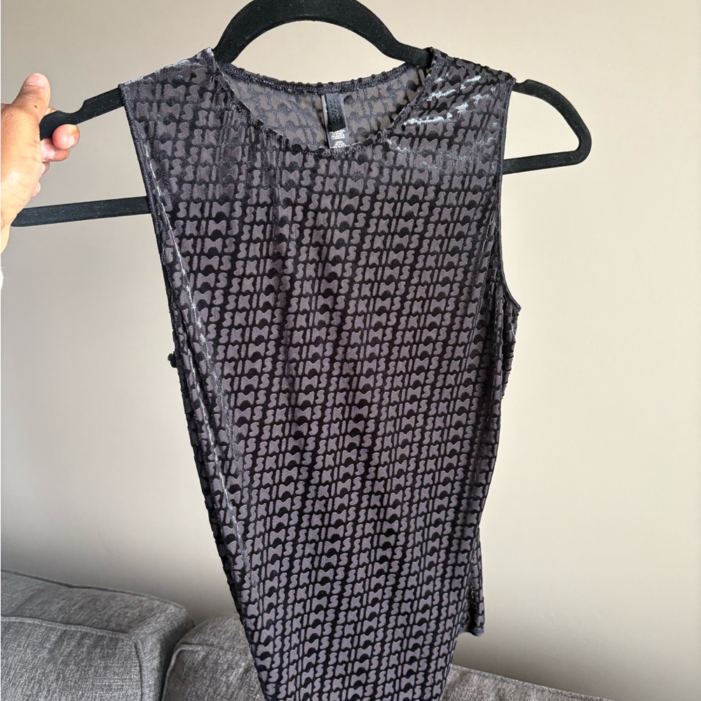 Skims Black Velvet Sleeveless Bodysuit